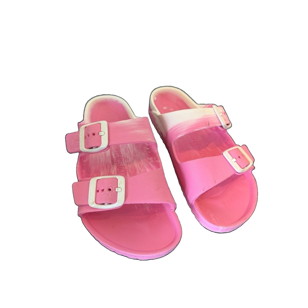 Birkenstock Arizona EVA Kids Candy Pink White Marbled Slide Sandals SZ 32 Youth